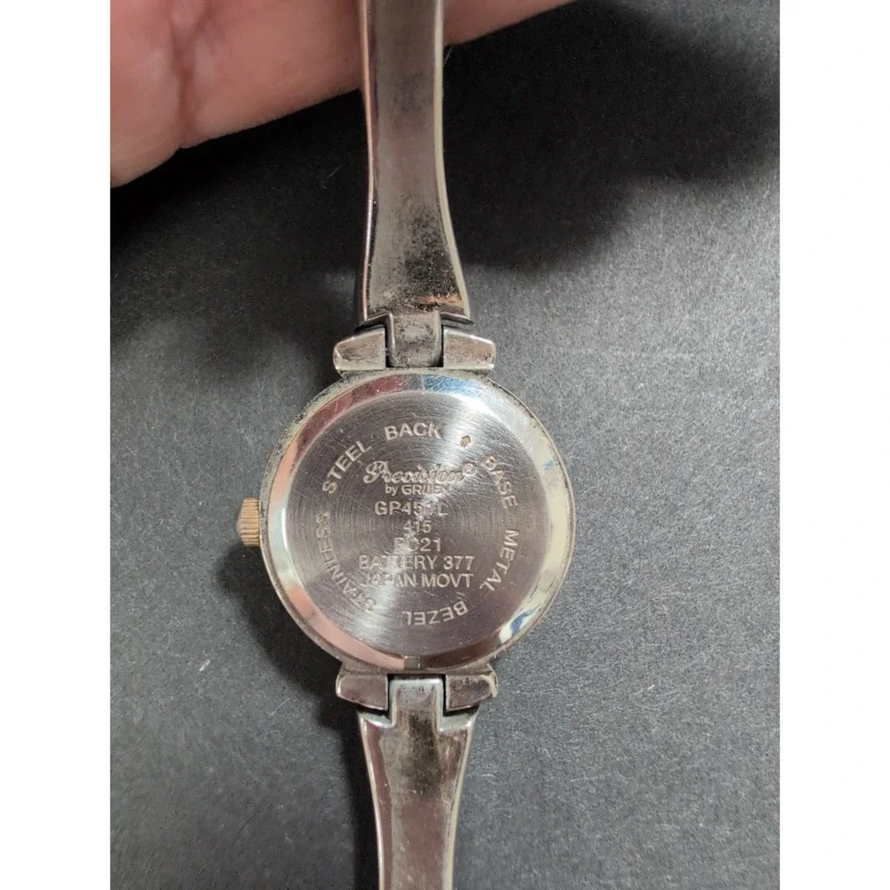 VTG Precision by Gruen Round Two Tone Ladies Cuff Watch with Mother of Pearl